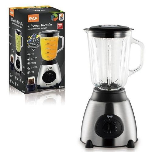 Hoffmans 1.5L Juice Blender 2 In 1 Glass With Ice Krusher - Silver