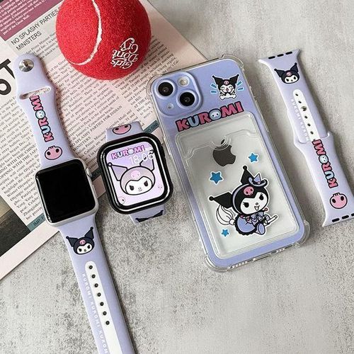 Kawaii Kuromi Silicone Strap For Watch 40mm 44mm 41mm 45mm For Iwatch 4/5/6/se/7/8 Ultra Band Belt Bracelet Iwatch Series