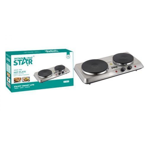 Winningstar Electric Stove Double Burner 1500W Hot Plate (Silver)