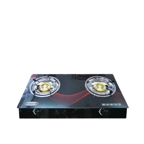 2 Burner Tempered Glass Work Desk Top Gas Stove Cooker Hot Plate-Black