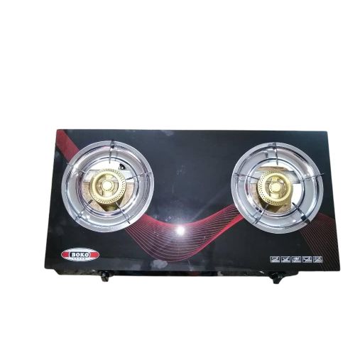 2 Burner Tempered Glass Work Desk Top Gas Stove Cooker Hot Plate-Black