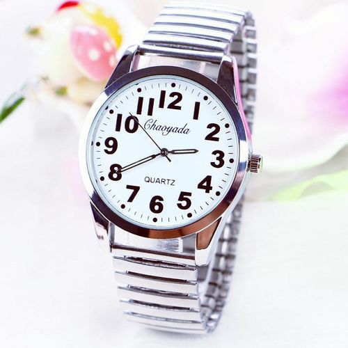Elastic Steel Spring Band Night Glow Large Digital Elderly Men's and Women's Waterproof Quartz Watch