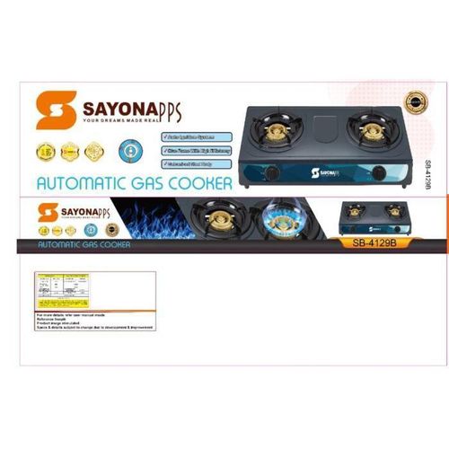 Sayonapps Countertop Double Gas Burner Cooker With Automatic Ignition - Black