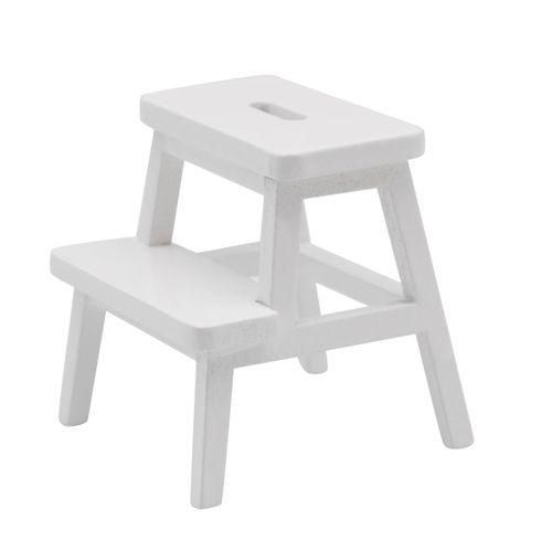 112 Dollhouse Miniature Cat Step Stool Wooden Kitten Footstool DoubleLayer Sit Chair Holding Stool White