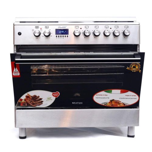 Blueflame ET9042ERF 90cm*60cm Diamond Cooker 4 Gas Burners and 2 Electric Burners - Stainless steel – (3YR WRNTY)
