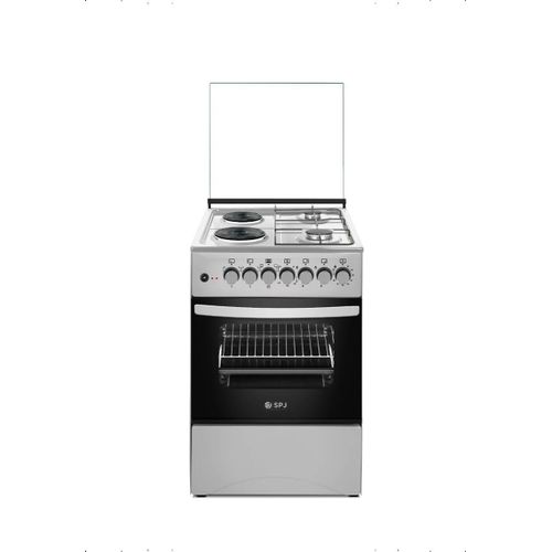 SPJ 50X50cm Premium Cooker With 2 Gas Burners And 2 Electric Plates (Made In Turkey) &ndash; Black/Silver (3YR WRTY)