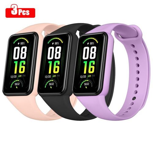 3 Pack Strap For Huami Amazfit Band 7 Band Silicone Adjustable Bracelet Watchband Replacement For Huami Amazfit Band 7 Correa