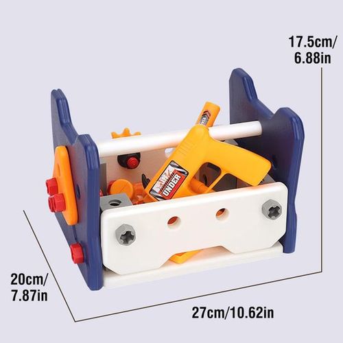 Children Pretend Play Repair Tools Play Game 2 In 1 DIY Toolbox Chair Toy Plastic Construction Screw Tools Toys for Boys
