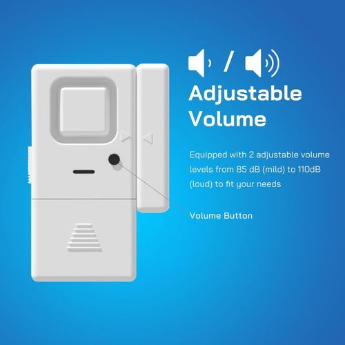 Door Window Alarms - 4 Pack - Adjustable Volume, Chime/Alarm, Wireless, Door Window Alarm Sensor for Home Security, Kids Safety,