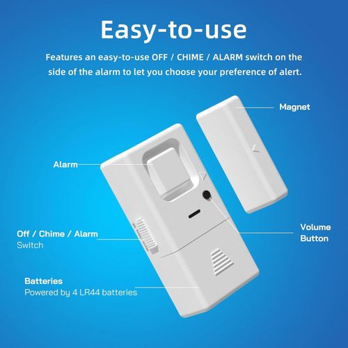 Door Window Alarms - 4 Pack - Adjustable Volume, Chime/Alarm, Wireless, Door Window Alarm Sensor for Home Security, Kids Safety,