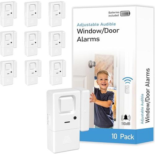 Door Window Alarms - 4 Pack - Adjustable Volume, Chime/Alarm, Wireless, Door Window Alarm Sensor for Home Security, Kids Safety,