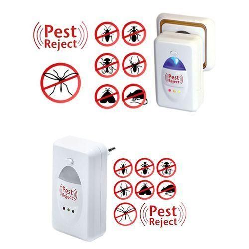 Pest Reject Ultrasonic & Electromagnetic  Insect Repeller Set - White.