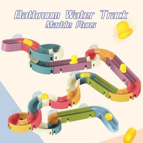 DIY Marble Race Run Plastic Building Blocks Maze Track Suction Cup Orbits Bricks Kids Bath Toy Water Games Set for Children