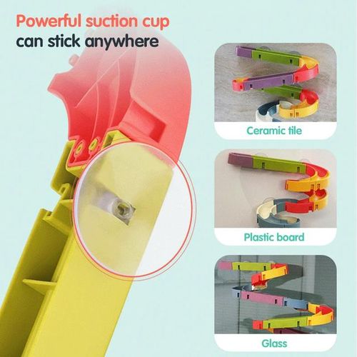 DIY Marble Race Run Plastic Building Blocks Maze Track Suction Cup Orbits Bricks Kids Bath Toy Water Games Set for Children