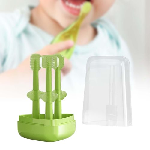 2 Baby Toothbrush Set Brush For 0-18 Months Newborn Green