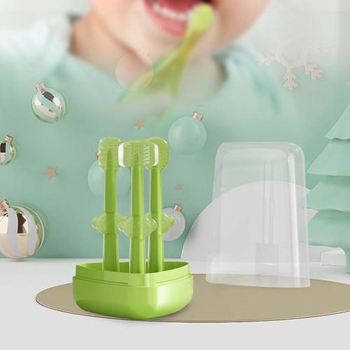 2 Baby Toothbrush Set Brush For 0-18 Months Newborn Green