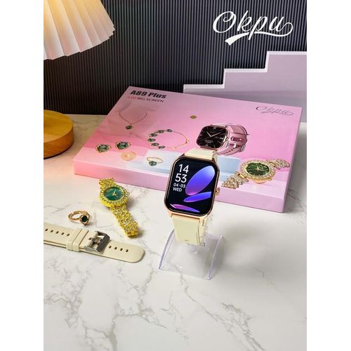 Luxury A89plus Smart watch for female 2024 Necklace Earrings Bracelet Ring A58 a68 a89 plus combo Smartwatch For ladies