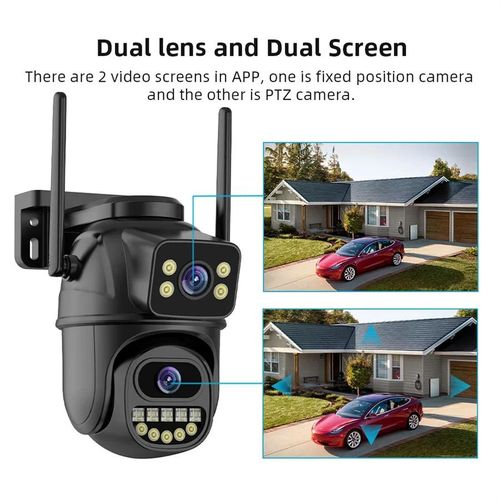 Icsee 2k 4mp Wifi Outdoor Security Camera Double Lens Hd Wireless Ptz Video Surveillance Ip Camera