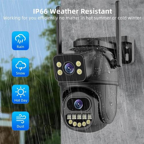 Icsee 2k 4mp Wifi Outdoor Security Camera Double Lens Hd Wireless Ptz Video Surveillance Ip Camera
