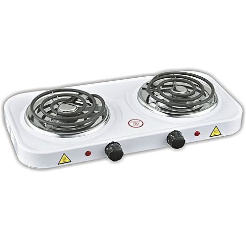 Hot Plate Portable Double Burner Electric Coil Hot Plate - White, Black
