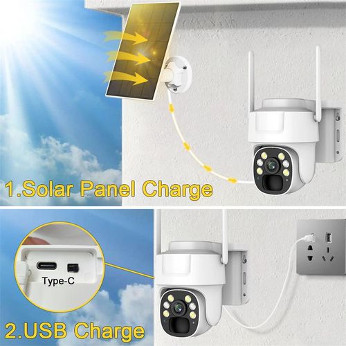 Outdoor waterproof Solar Camera With solar panel cctv outdoor security camera system 4g wireless HD full color night vision