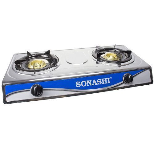 Sonashi Two Gas Burner Stove, Silver