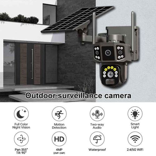 New Outdoor full color WiFi 4G sim card lte cctv security solar panel camera pir human detection 4g wifi solar power ptz camera
