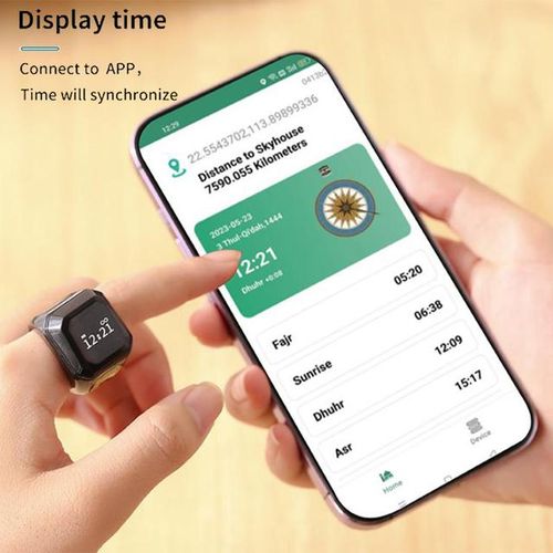 Smart Ring Tally Tasbeeh Counter 5 Prayer Time Reminder Bluetooth Speaker