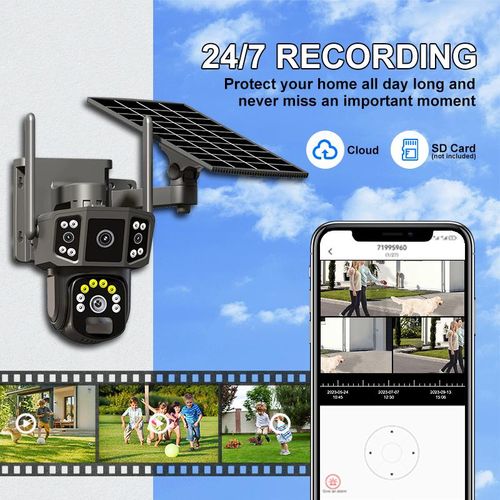 New Outdoor full color WiFi 4G sim card lte cctv security solar panel camera pir human detection 4g wifi solar power ptz camera