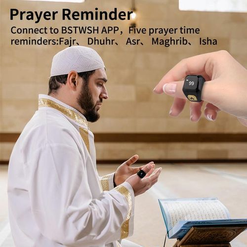 Smart Ring Tally Tasbeeh Counter 5 Prayer Time Reminder Bluetooth Speaker