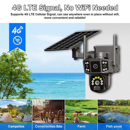 New Outdoor full color WiFi 4G sim card lte cctv security solar panel camera pir human detection 4g wifi solar power ptz camera
