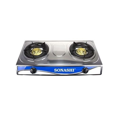 Sonashi Double Gas Stove With Electric Ignition - Silver