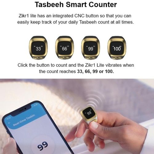 Iqibla Smart Tasbih Tally Counter Ring For Muslims Zikr Digital Tasbeeh 5 Prayer Time Reminder Waterproof