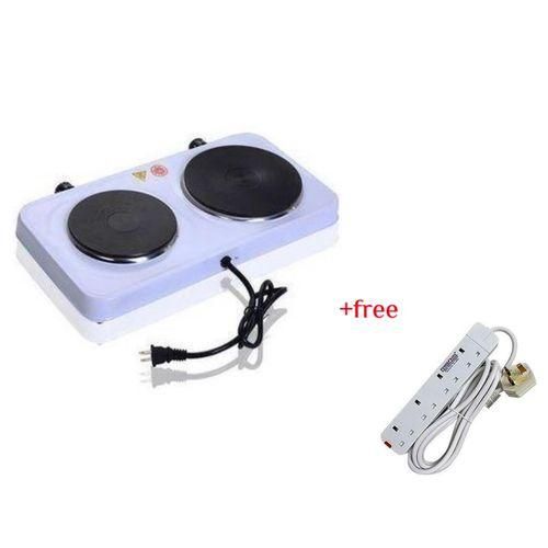 Other Double Solid Electric Hotplate Plus A Free 4 Way Extension- White