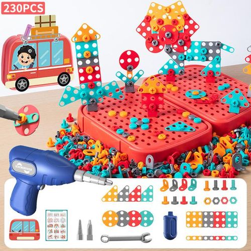 Children Electric Drill Toolbox Driller Games Tool Toy for Boys 4 6 Years Old Montessori Screw Puzzle Kid Pretend Play Toys