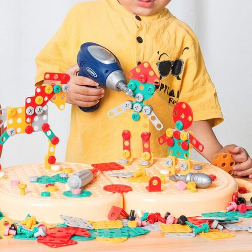 Children Electric Drill Toolbox Driller Games Tool Toy for Boys 4 6 Years Old Montessori Screw Puzzle Kid Pretend Play Toys