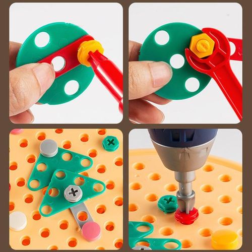 Children Electric Drill Toolbox Driller Games Tool Toy for Boys 4 6 Years Old Montessori Screw Puzzle Kid Pretend Play Toys