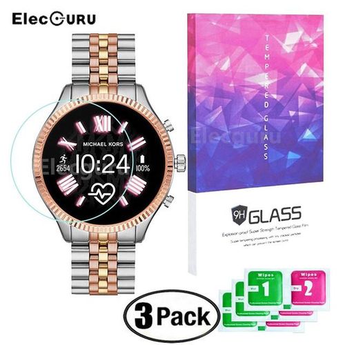 Tempered Glass For Michael Kors Access Lexington 2 Screen Protector 9h 2.5d Clear Scratch Proof Bubble-Free Glass Film 3 Pack