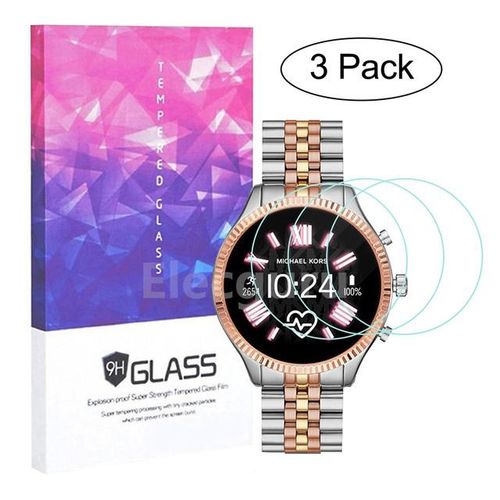 Tempered Glass For Michael Kors Access Lexington 2 Screen Protector 9h 2.5d Clear Scratch Proof Bubble-Free Glass Film 3 Pack
