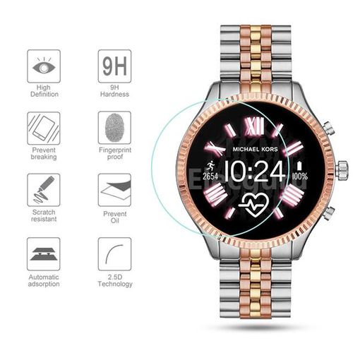 Tempered Glass For Michael Kors Access Lexington 2 Screen Protector 9h 2.5d Clear Scratch Proof Bubble-Free Glass Film 3 Pack