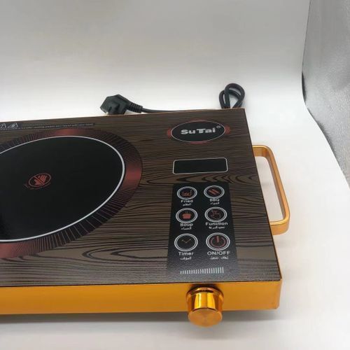 Electric Infrared Cooker Stove Hot Plate Portable Single Burner, Black,Gold