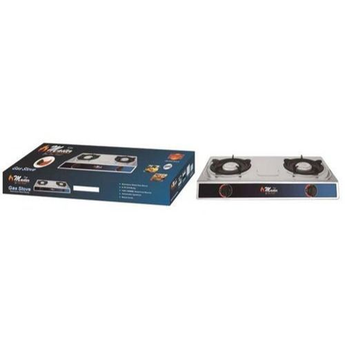 Master Gas Stove With Stainless Steel Top And 2 Burners-Black/Silver