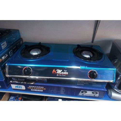 Master Gas Stove With Stainless Steel Top And 2 Burners-Black/Silver