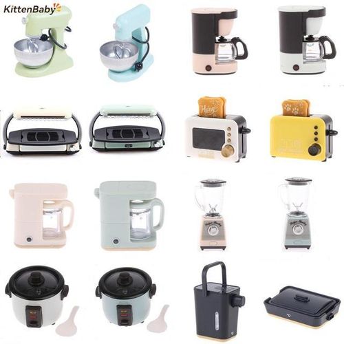 1:12 Miniature Dollhouse Rice Cooker Coffee Machine Bread Machine Meat Roaster Simulation Kitchen Appliance Accessories Toy