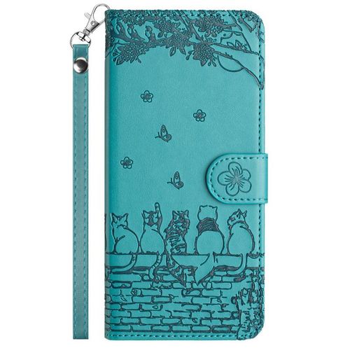 Japanese and Korean Embossed Apron Cat Leather Case for Samsung S24 Phone Case S23a53/A22 Protective Case A23 Cartoon