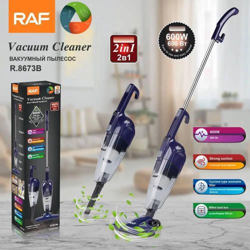 RAF 2-in-1 Vacuum Cleaner with 4-Meter Power Cable R.8673B, 0.5L Capacity-600W- Multicolor