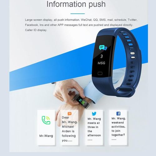 Smart Band Y5 Heart Rate Blood Pressure Monitor High Brightness Colorful Screen Smart Bracelet Wristband Notification