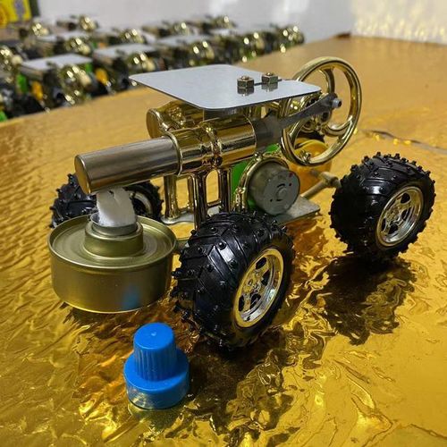 Stirling Engine Car, Lamp Heating, Sustainable Rotation, Moving, Good-looking Metal, Cool and Fun Scientific Physics Toy