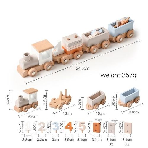 Baby Wooden Montessori Toys Birthday Train Educational Toys Wooden Trolley Baby Learning Toys Number Of Wood Baby's Birth