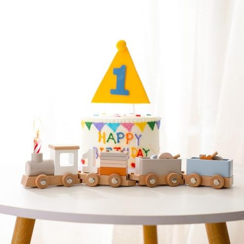 Baby Wooden Montessori Toys Birthday Train Educational Toys Wooden Trolley Baby Learning Toys Number Of Wood Baby's Birth